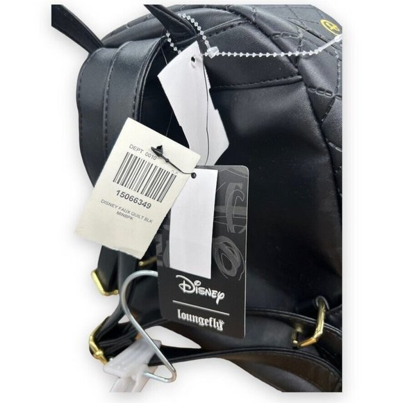 Disney x Loungefly‎ Gold Icon Black Quilted Mini Backpack Faux Leather Hot Topic main image 3